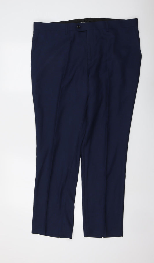Paul Andrew Mens Blue Polyester Dress Pants Trousers Size 40 in L30 in Regular Button