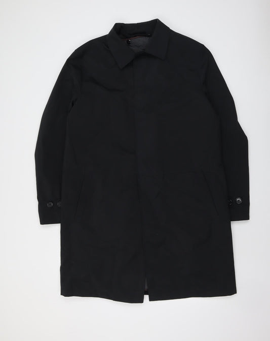 Marks and Spencer Mens Black Overcoat Coat Size L Button