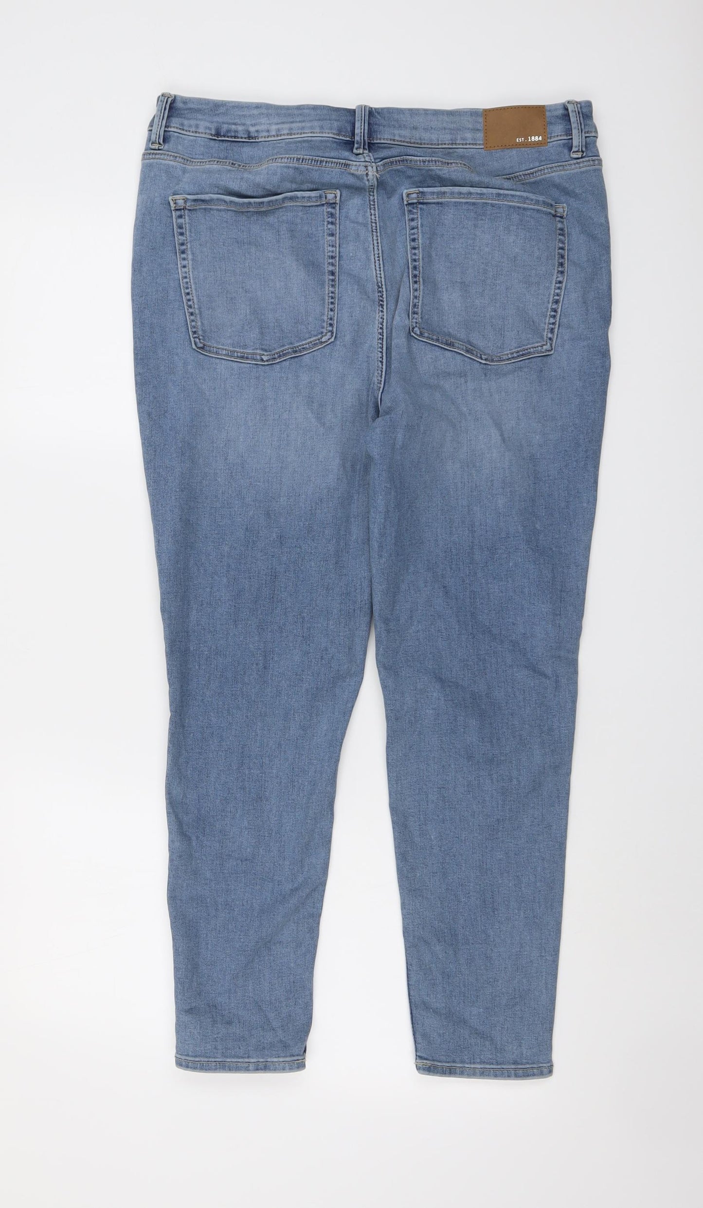 Marks and Spencer Womens Blue Cotton Skinny Jeans Size 16 L25 in Regular Button