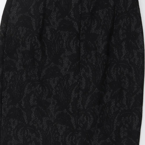 Roman Womens Black Floral Viscose Straight & Pencil Skirt Size 14
