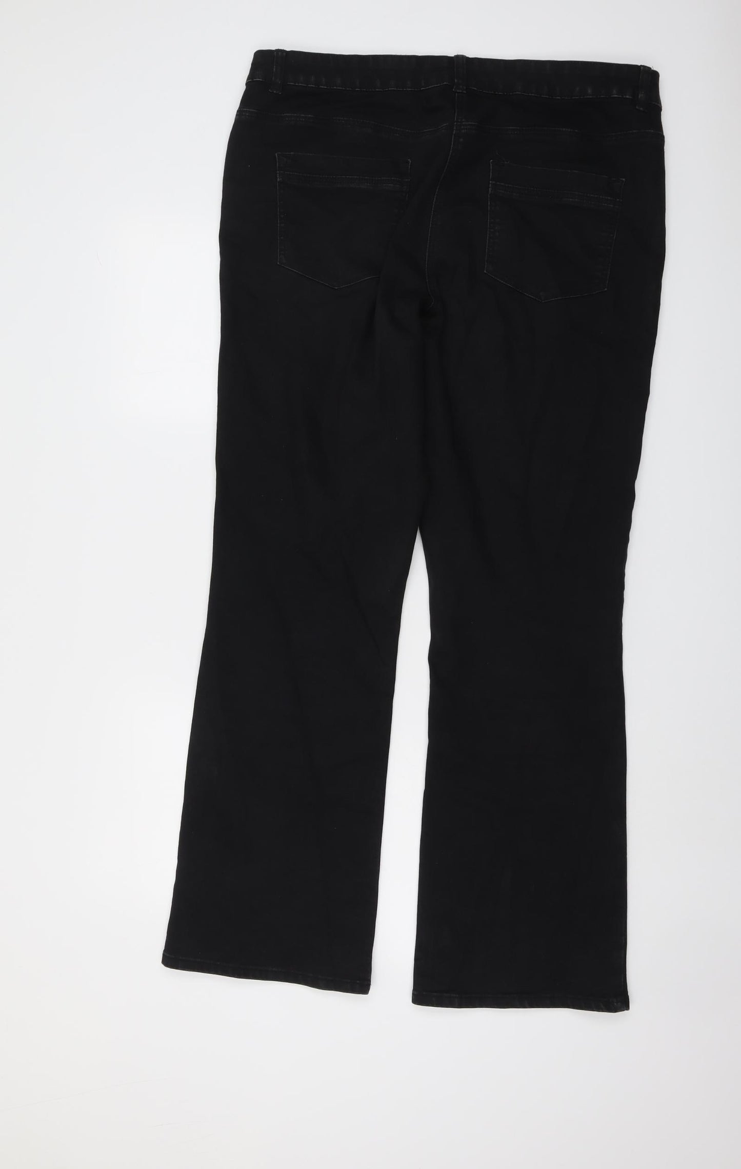 Bonmarché Womens Black Cotton Bootcut Jeans Size 18 L31 in Regular Button