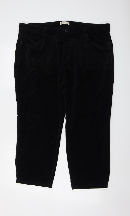 Marks and Spencer Womens Black Cotton Trousers Size 20 L23 in Regular Button