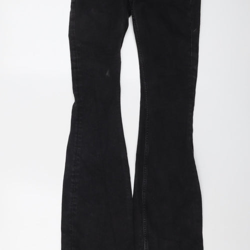 Weekday Womens Black Cotton Bootcut Jeans Size 23 in L33 in Regular Button