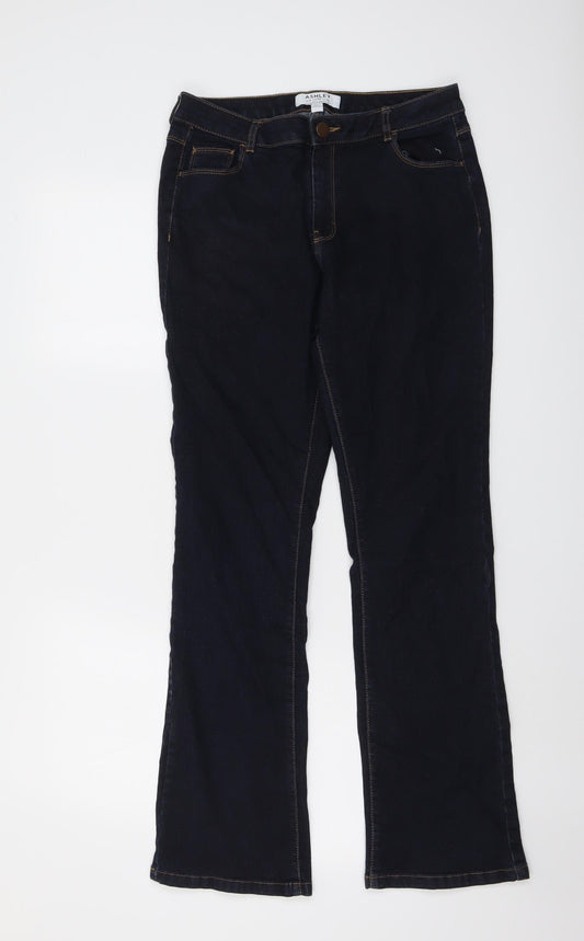 Dorothy Perkins Womens Blue Cotton Bootcut Jeans Size 12 L29 in Regular Button
