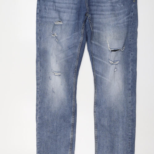 Terranova Mens Blue Cotton Straight Jeans Size 36 in L33 in Regular Button