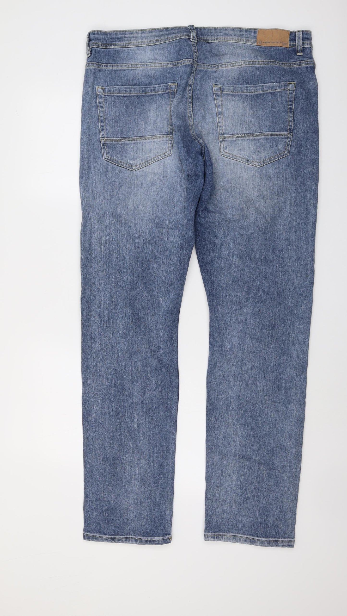 Terranova Mens Blue Cotton Straight Jeans Size 36 in L33 in Regular Button