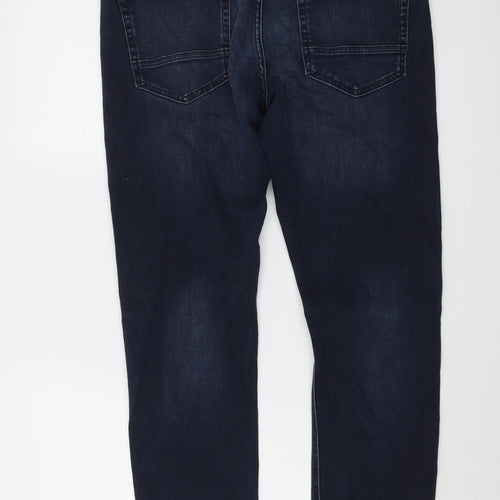 Marks and Spencer Mens Blue Cotton Skinny Jeans Size 34 in L29 in Slim Button