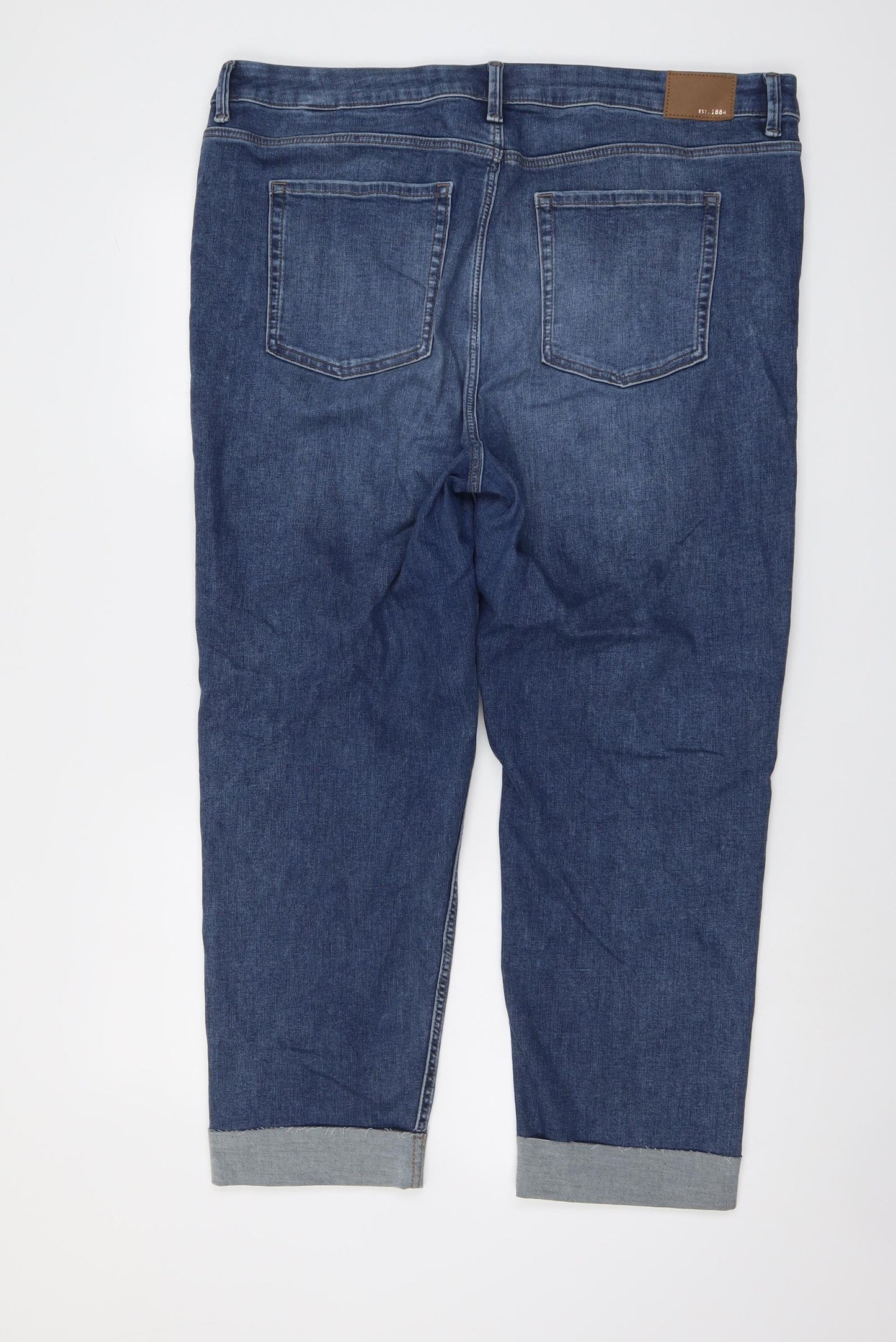 Marks and Spencer Womens Blue Cotton Mom Jeans Size 20 L25 in Regular Button