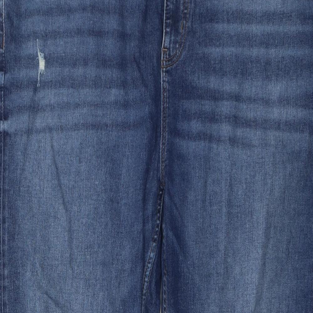 Marks and Spencer Womens Blue Cotton Mom Jeans Size 20 L25 in Regular Button
