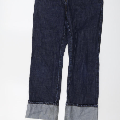 NEXT Womens Blue Cotton Straight Jeans Size 8 L25 in Regular Button