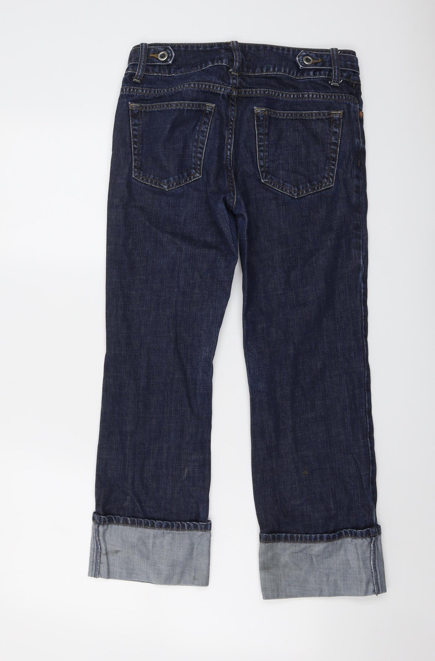 NEXT Womens Blue Cotton Straight Jeans Size 8 L25 in Regular Button