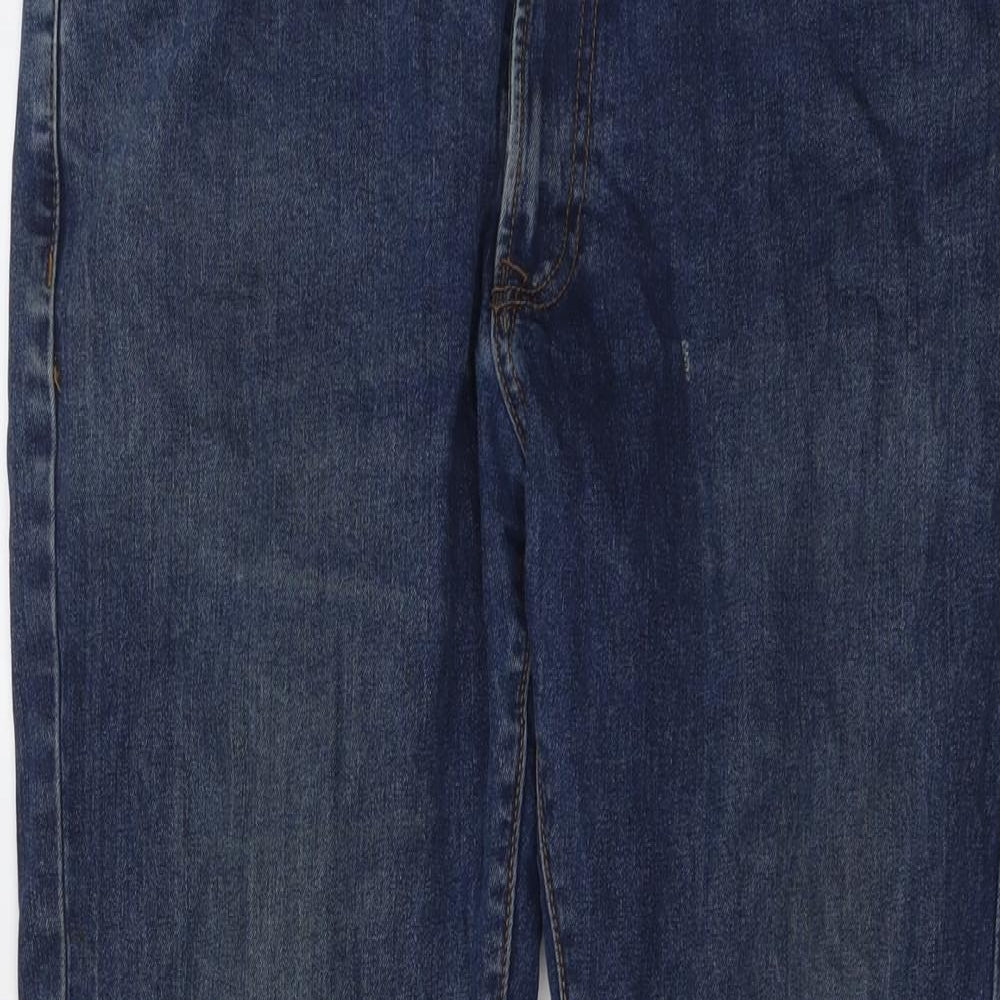 Marks and Spencer Mens Blue Cotton Straight Jeans Size 34 in L31 in Regular Button