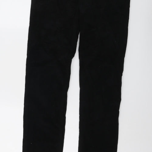 Marks and Spencer Womens Black Cotton Trousers Size 10 L32 in Regular Button