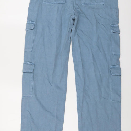 Marks and Spencer Girls Blue Cotton Straight Jeans Size 13-14 Years Regular Button - Cargo
