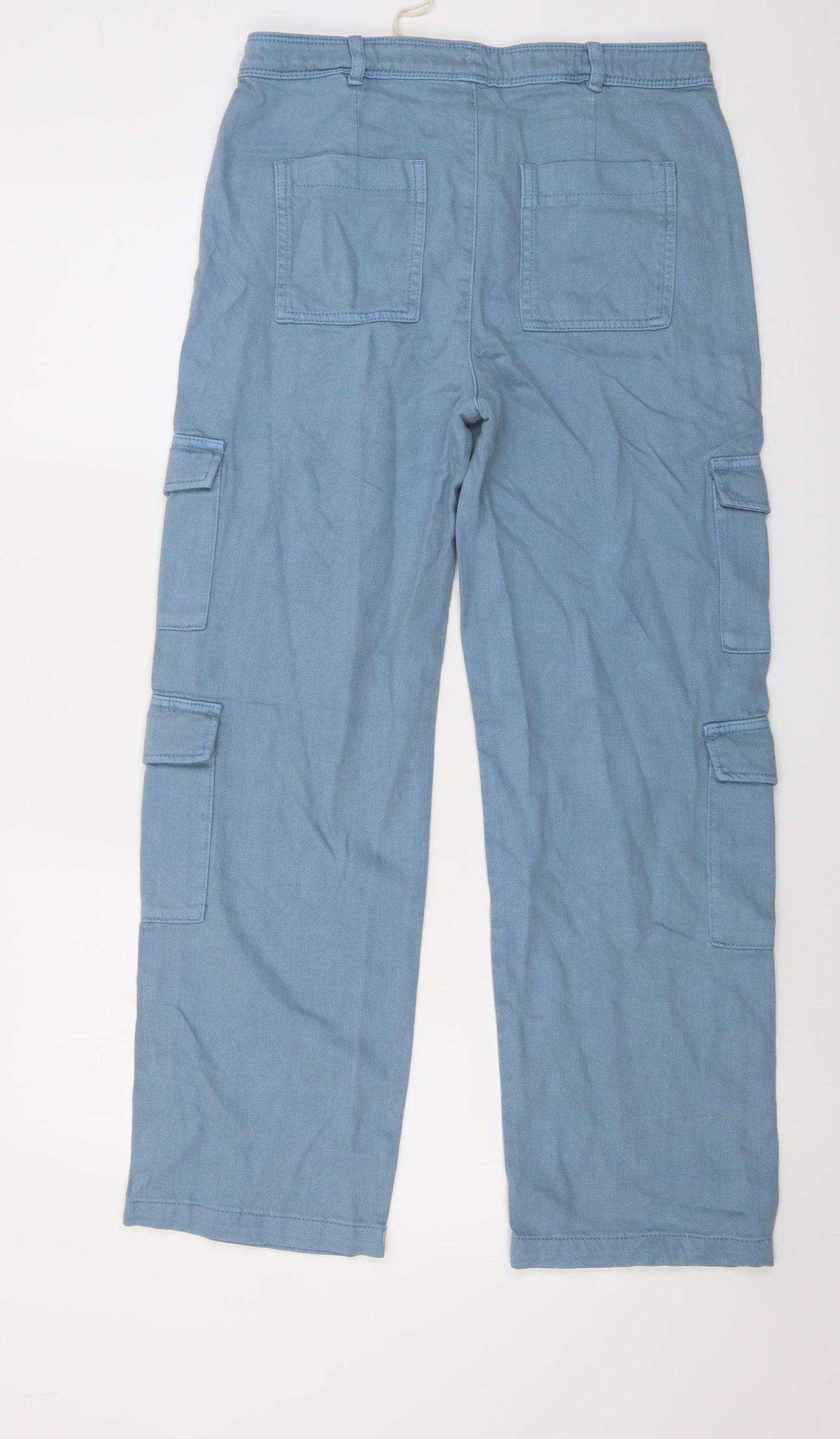 Marks and Spencer Girls Blue Cotton Straight Jeans Size 13-14 Years Regular Button - Cargo