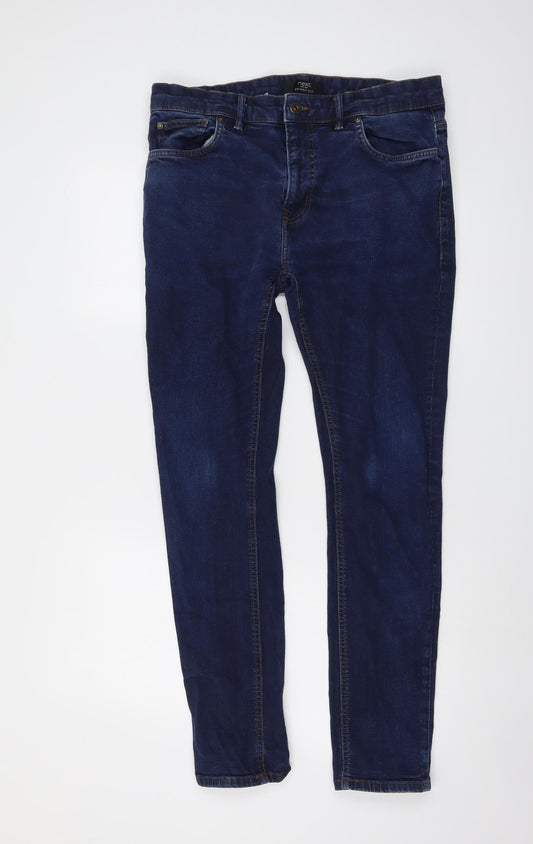NEXT Mens Blue Cotton Skinny Jeans Size 36 in L33 in Regular Button