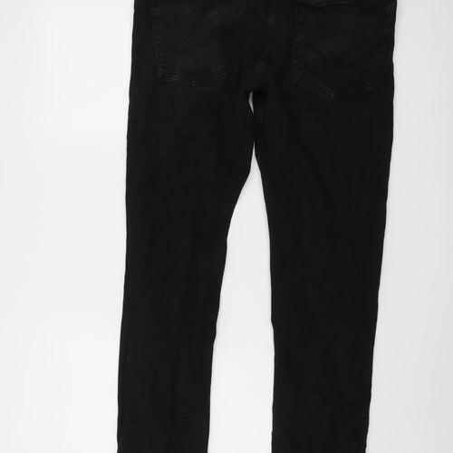 JACK & JONES Mens Black Cotton Skinny Jeans Size 36 in L34 in Regular Button