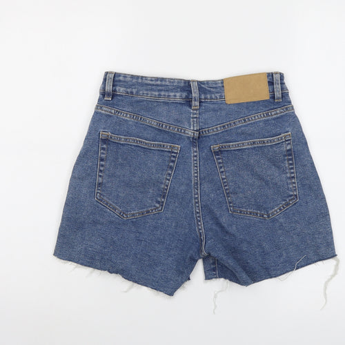 H&M Womens Blue Cotton Cut-Off Shorts Size 6 L4 in Regular Button