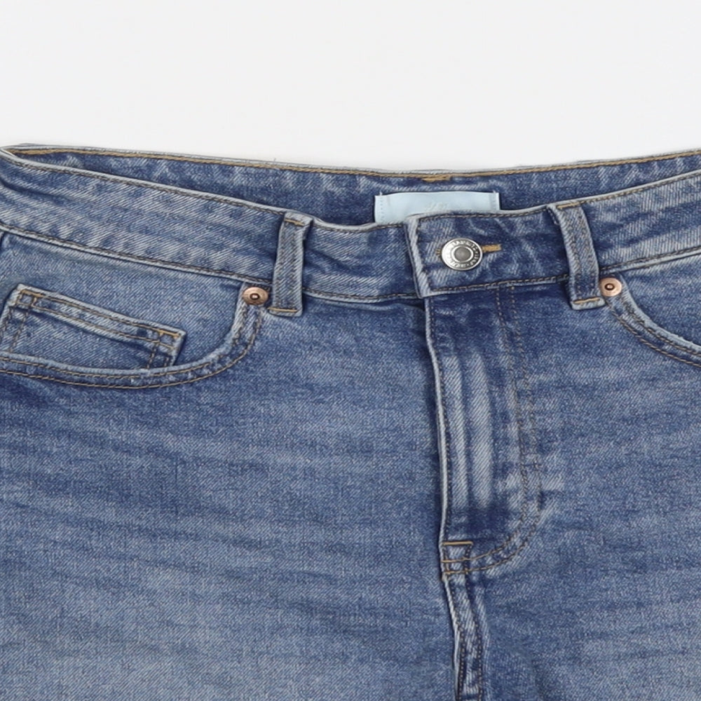 H&M Womens Blue Cotton Cut-Off Shorts Size 6 L4 in Regular Button