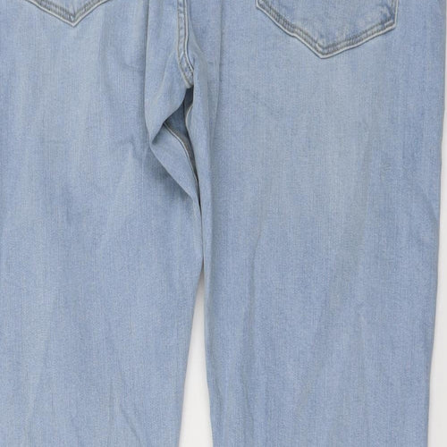 Marks and Spencer Mens Blue Cotton Skinny Jeans Size 40 in L31 in Slim Button