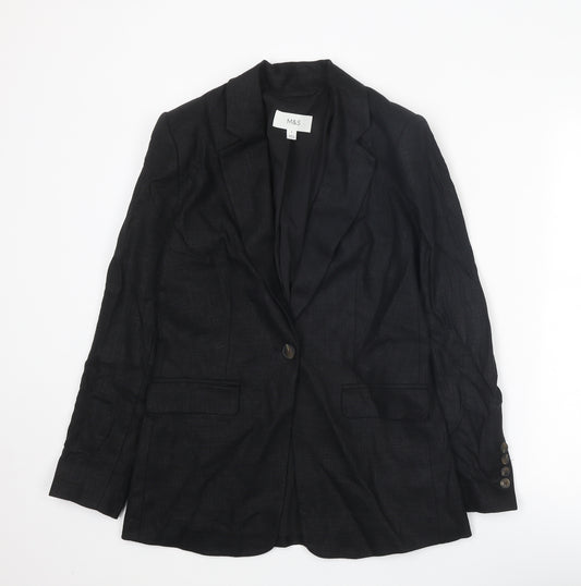 Marks and Spencer Womens Black Linen Jacket Suit Jacket Size 8