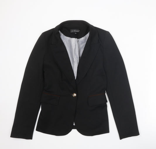 Attentif Womens Black Polyester Jacket Suit Jacket Size 10