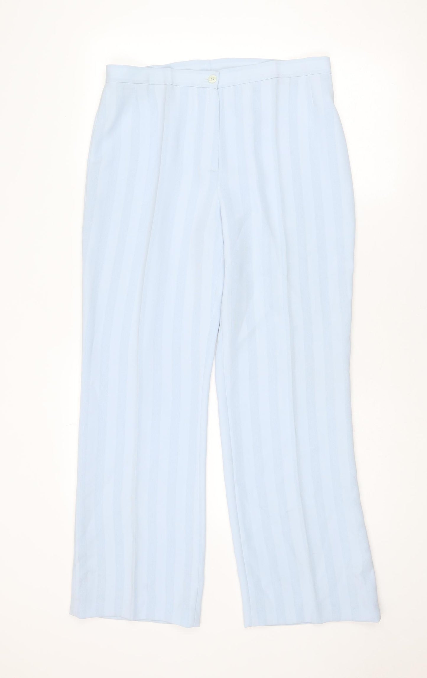 Busy Womens Blue Striped Polyester Trousers Size 14 Regular Zip