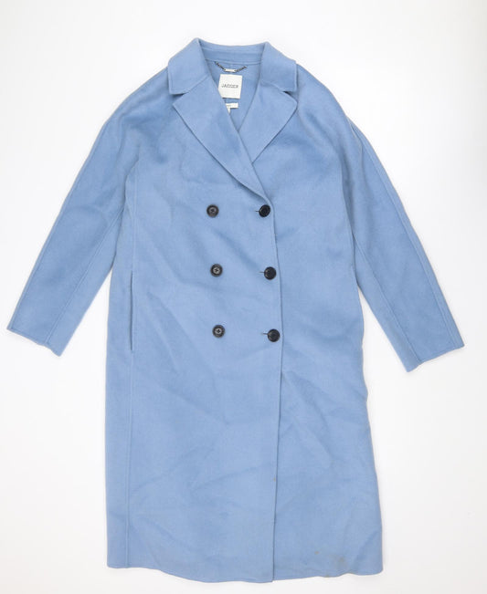 Jaeger Womens Blue Overcoat Coat Size 12 Button