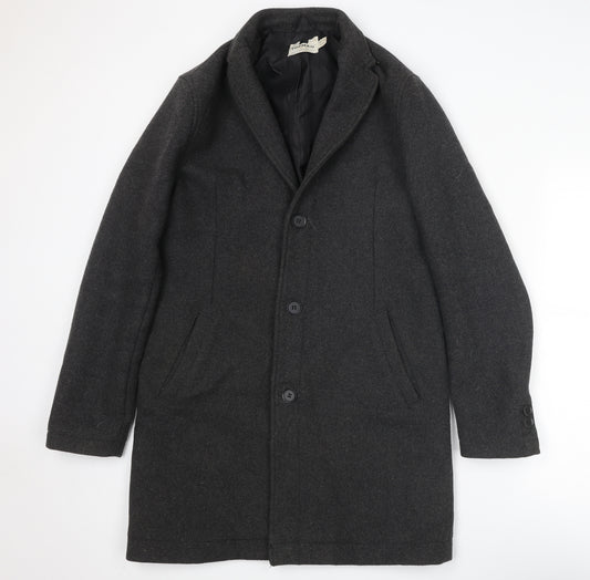 Topman Mens Grey Overcoat Coat Size M Button