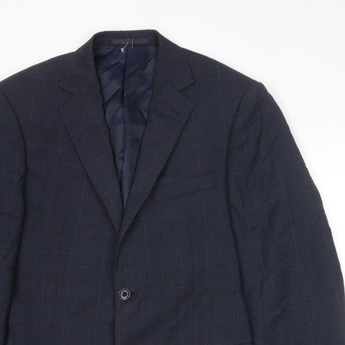 Marks and Spencer Mens Blue Check Wool Jacket Suit Jacket Size 40 Regular