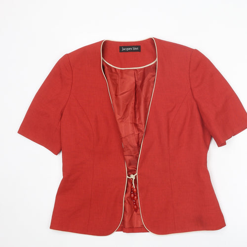 Jacques Vert Womens Red Jacket Blazer Size 12 Tie
