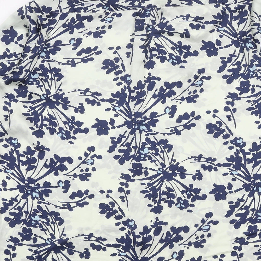 Artigiano Womens Blue Geometric Polyester Basic Button-Up Size 12 Collared