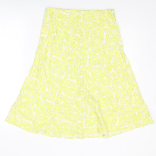 M&Co Womens Yellow Geometric Linen Swing Skirt Size 10 - Leaf pattern