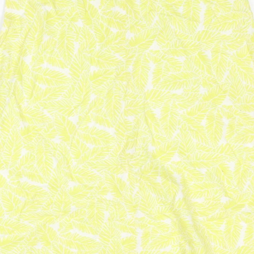 M&Co Womens Yellow Geometric Linen Swing Skirt Size 10 - Leaf pattern