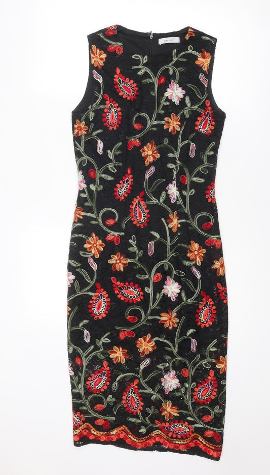 Per Una Womens Multicoloured Paisley Polyamide Pencil Dress Size 8 Boat Neck Zip