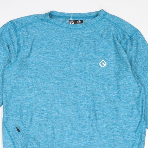 Imaan Active Mens Blue Polyester Basic T-Shirt Size S Crew Neck Pullover