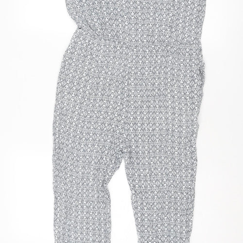 Zara Womens Blue Geometric Polyester Bodysuit One-Piece Size M Pullover
