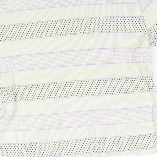 Klass Womens White Geometric Polyester Basic T-Shirt Size M Scoop Neck