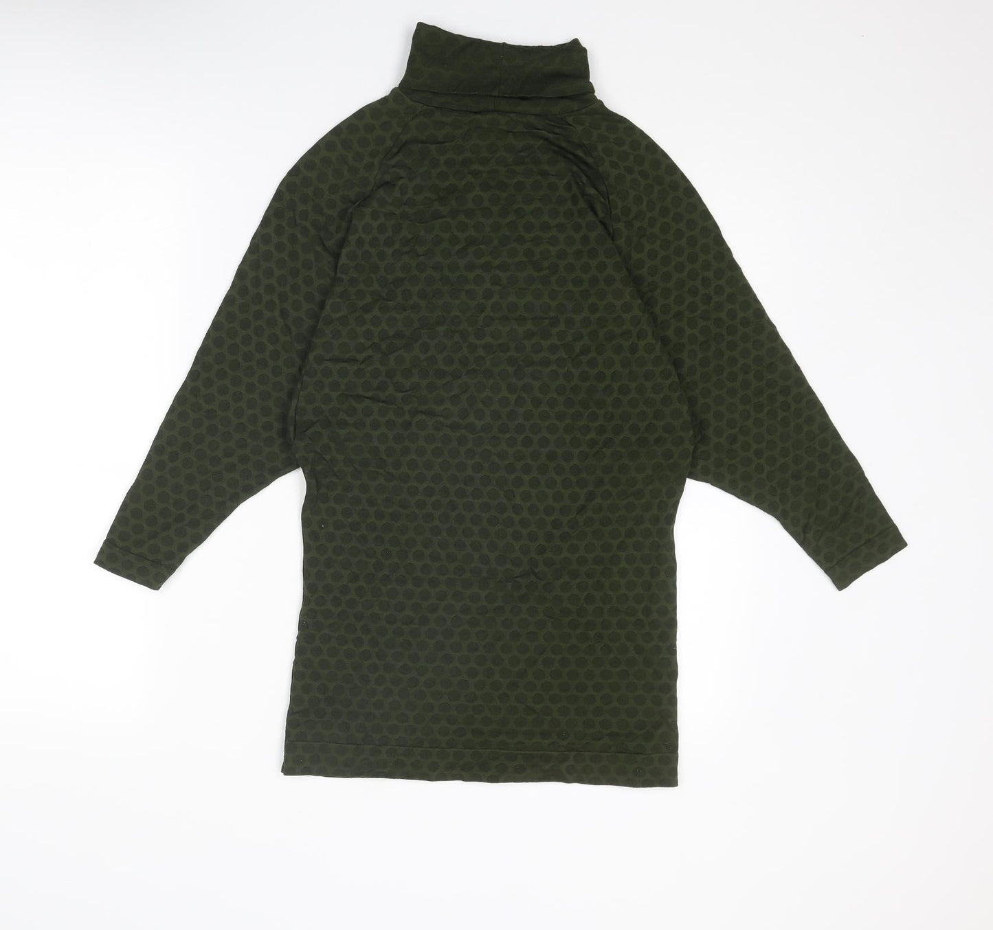 SiSi Womens Green Polka Dot Polyester Basic Blouse Size S Roll Neck - Size S-M