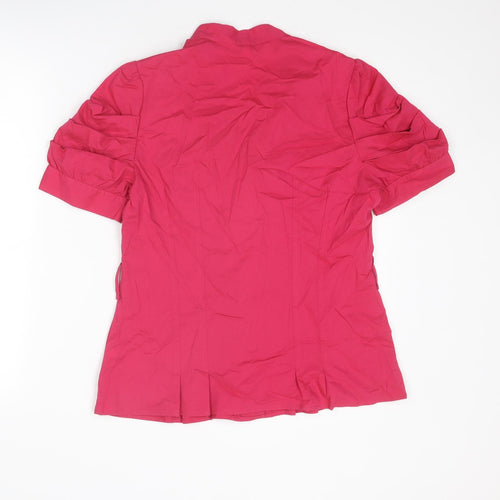 NEXT Womens Pink Cotton Basic Button-Up Size 14 V-Neck
