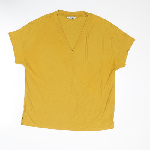 NEXT Womens Yellow Modal Basic T-Shirt Size 16 V-Neck