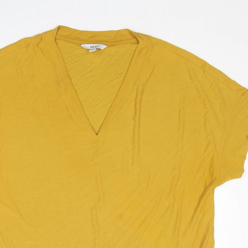 NEXT Womens Yellow Modal Basic T-Shirt Size 16 V-Neck