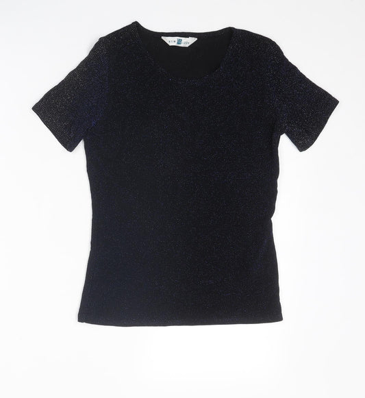 New Look Womens Blue Nylon Basic T-Shirt Size 10 Round Neck
