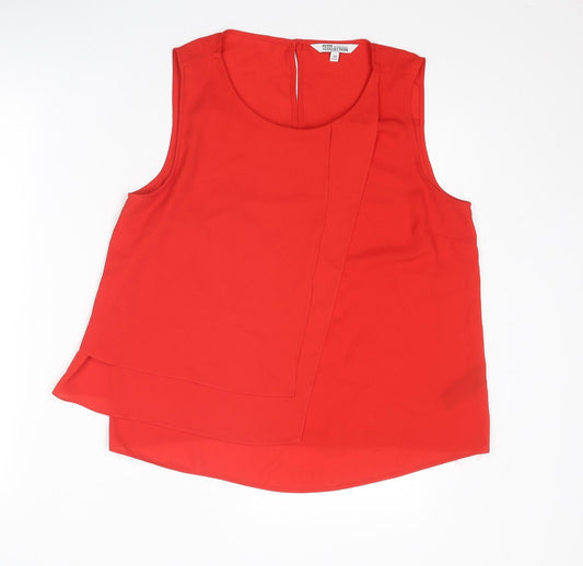 Debenhams Womens Red Polyester Basic Tank Size 14 Round Neck