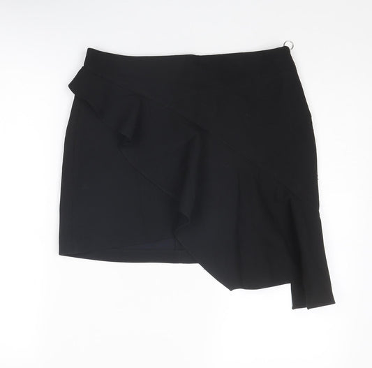 Zara Womens Black Polyester Bandage Skirt Size L Zip