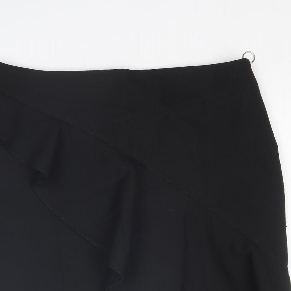 Zara Womens Black Polyester Bandage Skirt Size L Zip