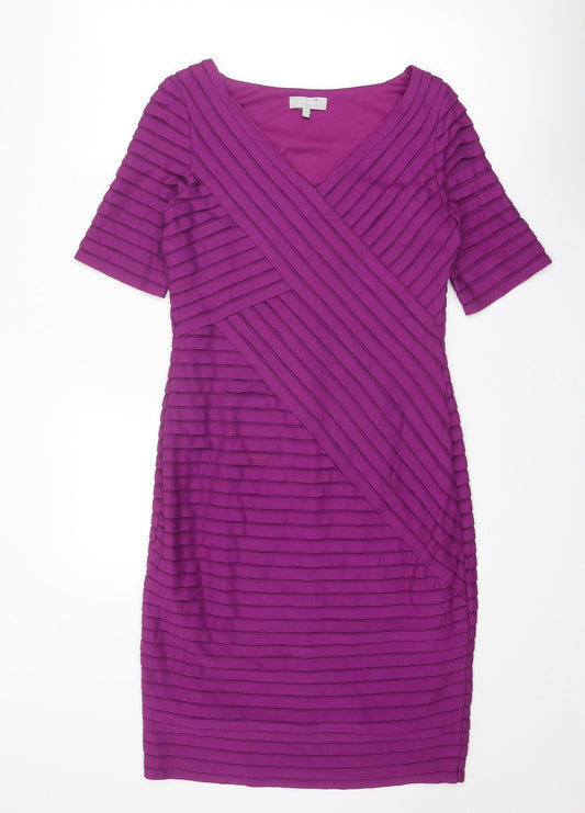 Per Una Womens Purple Polyester Shift Size 12 V-Neck Pullover