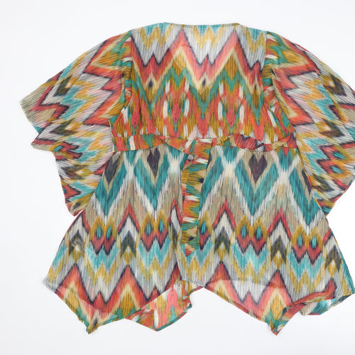 Per Una Womens Multicoloured Geometric Polyester Kimono Blouse Size 14 V-Neck