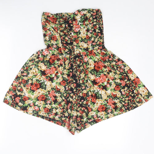 Topshop Womens Multicoloured Floral Polyester Playsuit One-Piece Size 6 Pullover