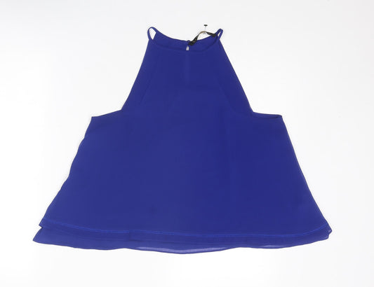 Zara Womens Blue Polyester Basic Tank Size S Halter